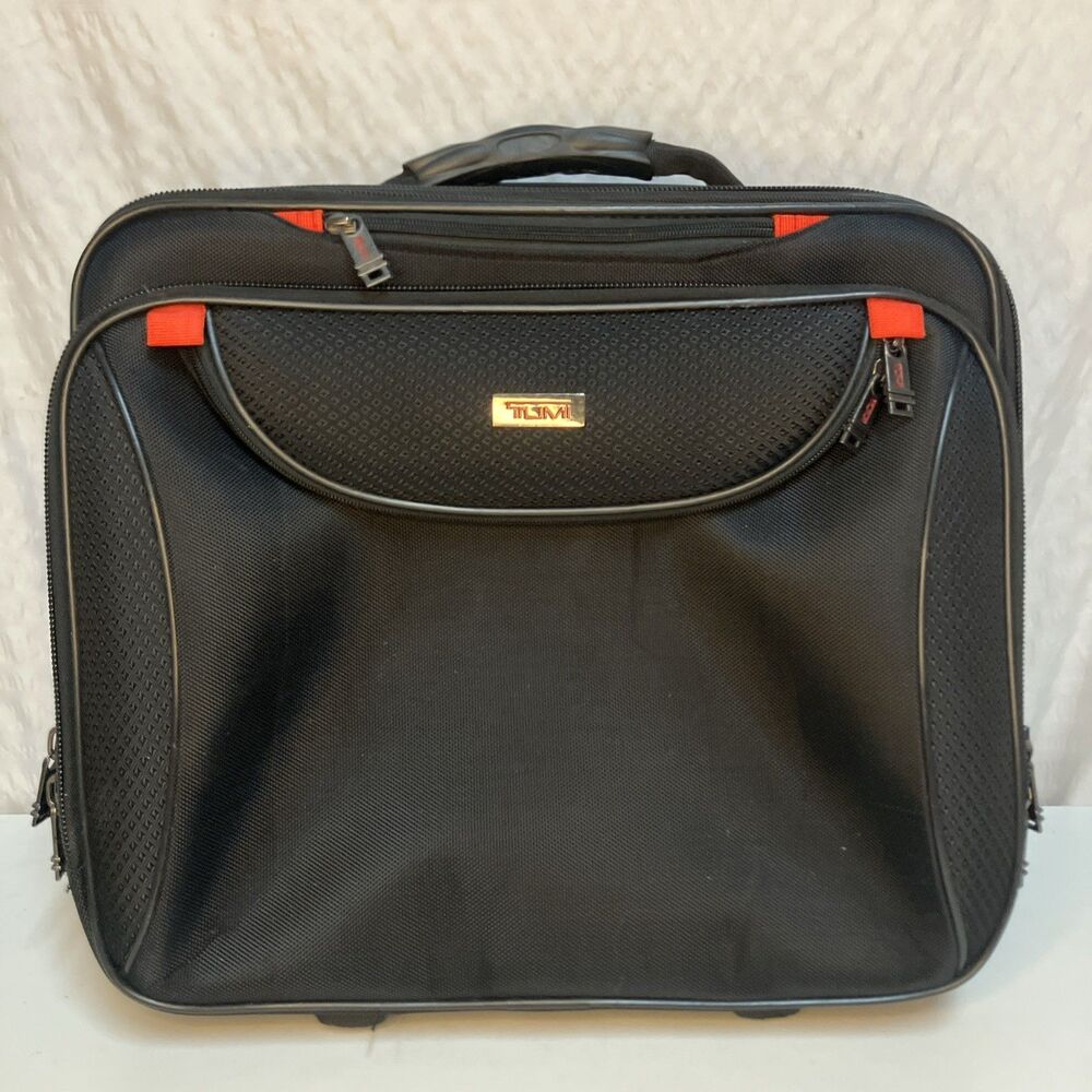 TUMI Alpha 2 Compact Large Screen Laptop Brief Pack Black Red Accents